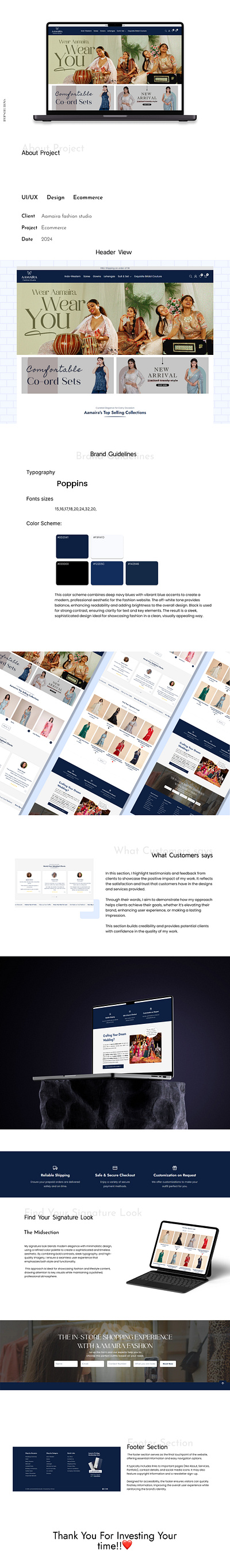 Fashion E-comm Website - Aamaira Fashion Studio ecomm figma photoshop shopify ui website design