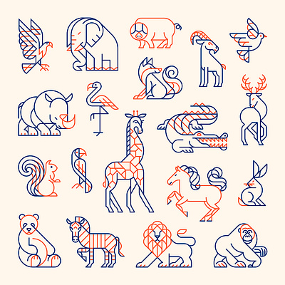 Animals adobe illustrator animals design draw geometry graphic design icons illustration lineart logo design minimal nature procreate simple sketch synthesis vector wildlife