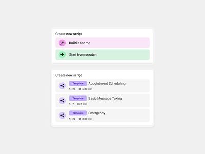 Create new script menu add app block create flat interface menu minimalist modal modern navigation new options panel saas script select template ui ux