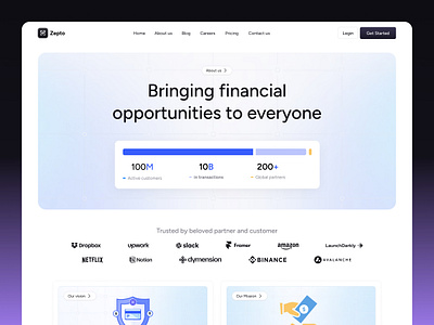 Zepto | Finance SaaS Website – About Us about us about us page about us page design clean web design finance saas finance saas design finance website finance website ui financesaas financewebsite saas web ui saas website design saasdesign ui ui design ui kit uikit uiux web design