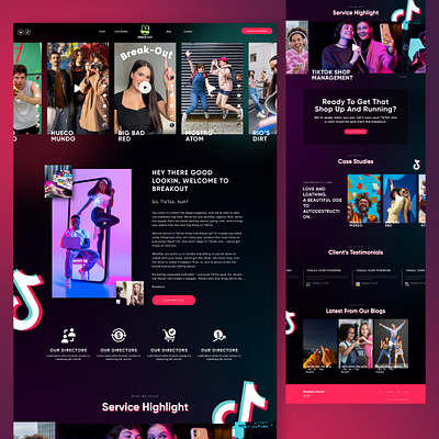 Social Media Website Design branding design graphic design landing page marketing website social media tiktok website ui ux web design website design