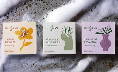 HerbJove Soap beauty branding design flat graphic design illustration logo minimal package packaging simple soap vector