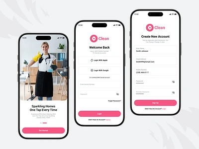 Home Cleaning Service App UI activity android android design app app design app design template ios ios app mobile mobile app mobile app design mobile design mobile ui online run running app ui ux