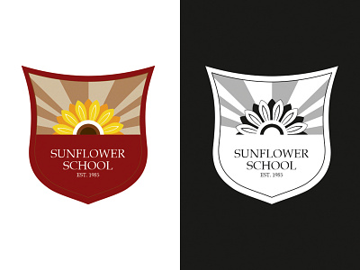 SUNFLOWER SCHOOL LOGO bw logo coreldraw design eductional institute logo graphic design logo logo design school school logo school uniform student sun sunflower sunflower school