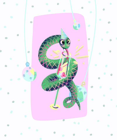 Happy snake illustration mascot