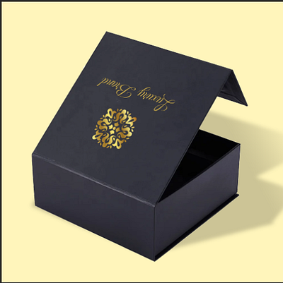 Luxury Black Packaging Box with Gold Embossed Design branding