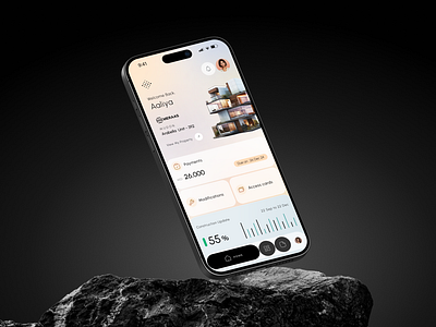 Real Connect - Property Management App black branding dark ui design illustration landing page logo ui uiux ux