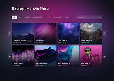 Menvia Web3 NFT app design figma framer landingpage mobil nft responsive ui ux web web3 website