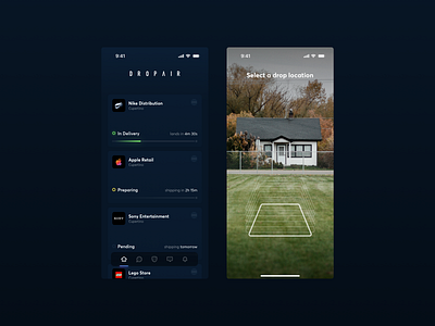 Dropair - Drone Delivery app app design delivery drone ui ux