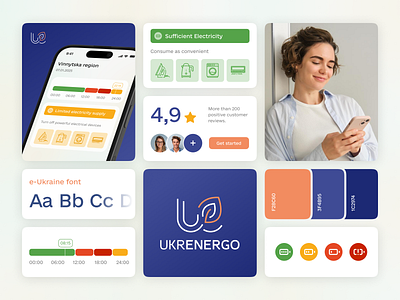 Design Elements of Mobile App | UKRENERGO bento bento grids colors electrical devices electricity electricity availability feedback font icons logo mobile app mockup power rate real time real time electricity updates renewable energy status ukraine ukrenergo