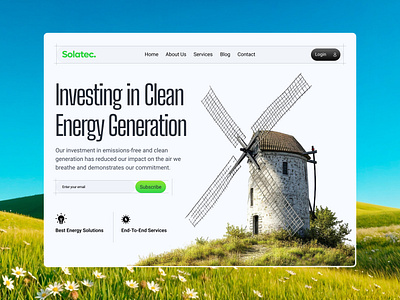 Solar Energy UI/UX 2025 2025 design energy hero header landing page solar solar energy solar energy uiux 2025 ui ux web windmill