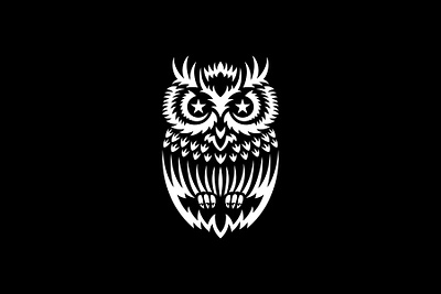 Minimalist Owl Logo with Star-Shaped Eyes stylish.