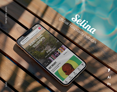 Selina - a global hospitality network animation app design hospitality hotel jitter mobile app travel ui uiux ux