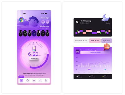 Sleep Tracking App app branding color design illustration iphone logo page sleep ui web