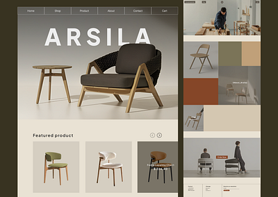 Arsila – Furniture Website calm chair color decor earth furniture home hover ikea interior living minimalism product room simple table ui ux web website