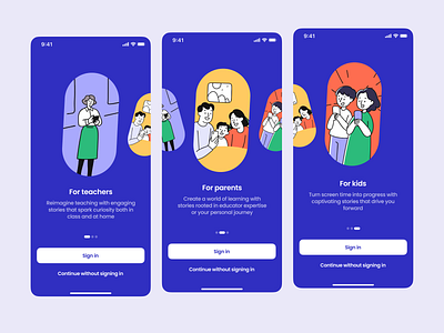 E-learning app - walkthrough screens app app ui clean design login minimal mobile mobile app mobile onboarding onboarding onboarding screens onboarding ui ui ux walkthrough walkthrough screens