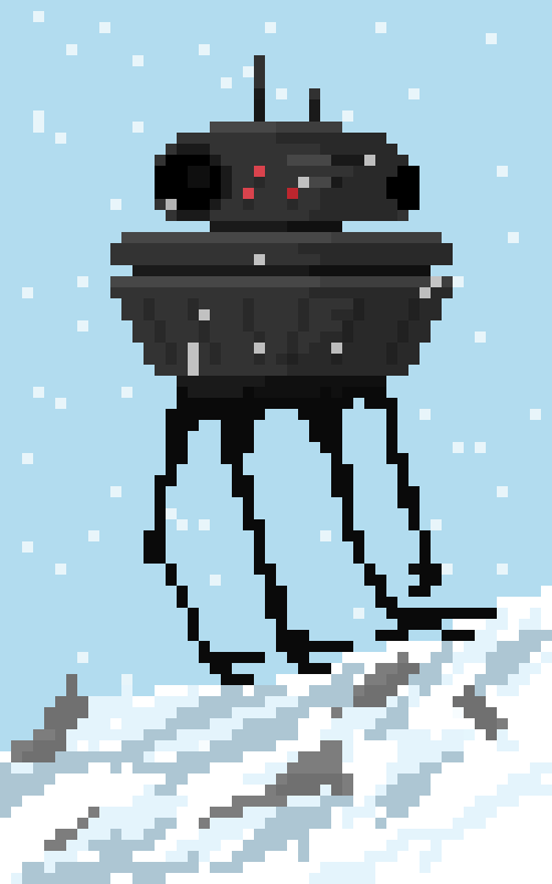 Probe Droid on Hoth Planet droids graphic design hoth motion graphics pixelanimation pixelart planet sciencefiction snow starwars