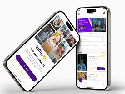 InflueNC - App app app influencer branding design illustration influencer landing page landing page clean logo shot uiux ux