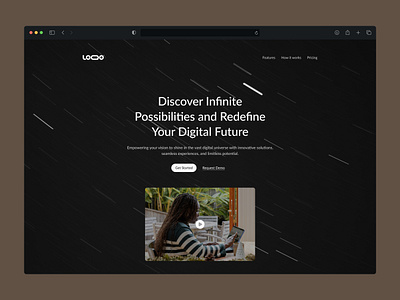 Hero Header Section Design dark mode figma framer header hero section landing page design product design saas ui ui design ux design uxui design web design website website design