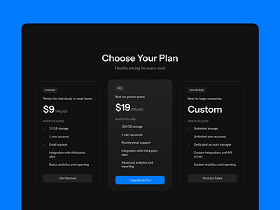 Pricing Section dark mode figma framer landing page landing page design pricing pricing section product design saas ui ui design ux ux design uxui design web design website website design