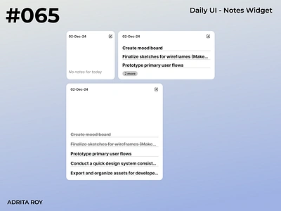 DailyUI 065 - Notes Widget dailychallenge dailyui design designer desktop figma ipad notes product design ui user centered design user experience user interface ux widget