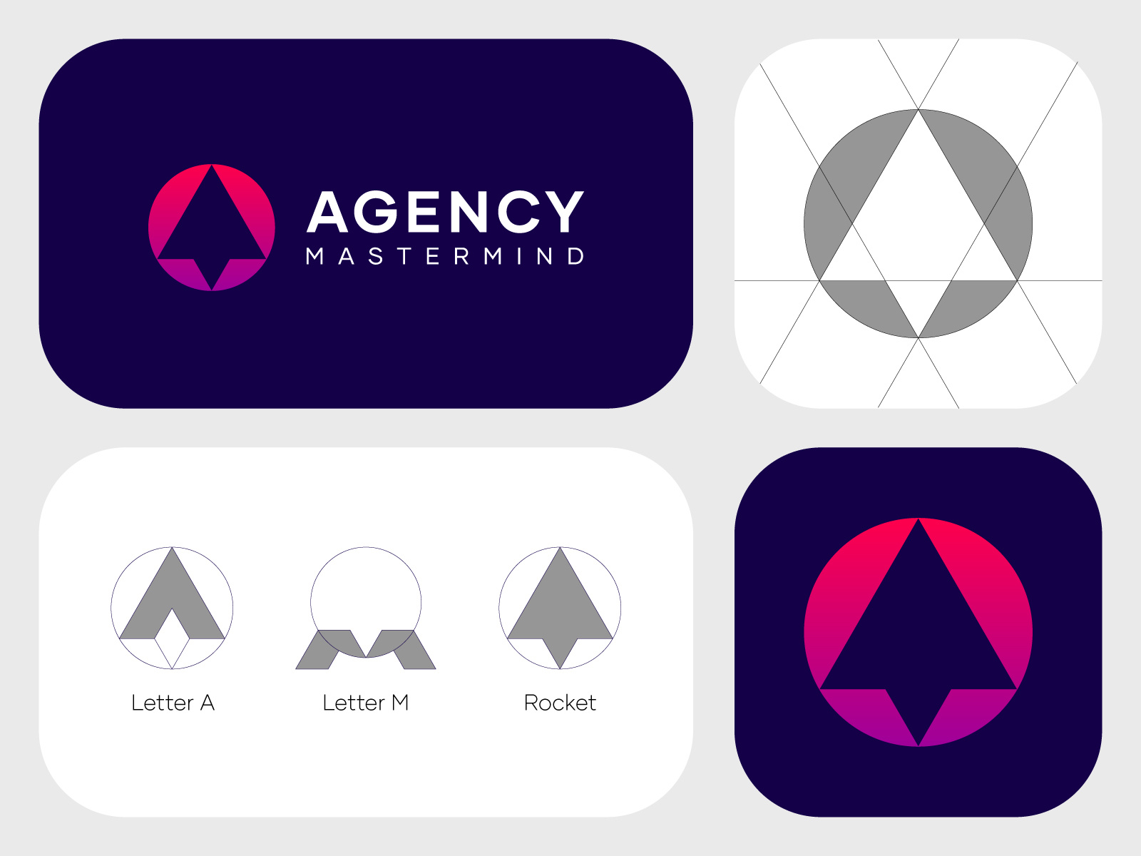 Agency Mastermind, Logo design for digital marketing platform a arocket boost logo icon branding creative logo digital agency logo graphic design grow icon icon logo mark logo typo logos mark minimalist logo negative space logo rocket logo icon simple logo symbol tech visual identity