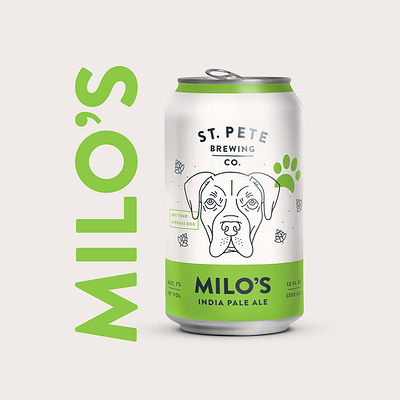 St. Pete Brewing Milo's India Pale Ale ale beer brand brand assets branding brewery design dog florida graphic design green illustration logo stpete vector