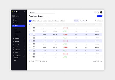 Purchase Orders dailyui design ecommerce ikas orderpage purchaseorder ui uidesign ux uxdesign uxuidesign website