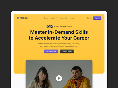 Ascendly - Learning Platform Website courses figma framer hero section design landing page design learning platform product design responsive design uxui design web design