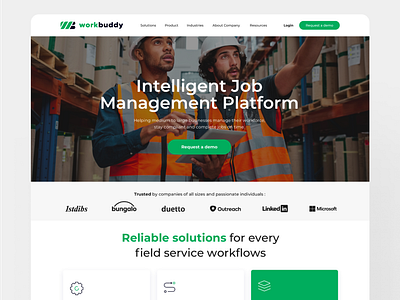 Website & Branding for Management Platform | WorkBuddy branding corporate website green hero hero section interface landing managment platform marketing design mascot product product design startup ui ux uxui web web design website