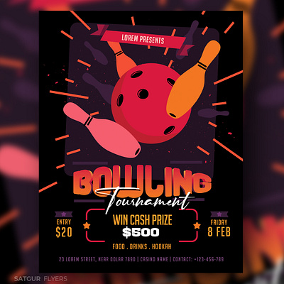 Bowling Tournament Flyer Template a4 flyer advertisement bowling flyer template bowling game bowling tournament creative design design download flyer flyer template graphic design illustration layout photoshop poster print template psd flyer satgur flyers sport flyer template