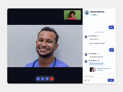 Telehealth chat health healthcare telecare telehealth ui user interface video call web
