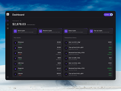 Crypto Wallet crypto crypto wallet dashboard design figma ui uidesign uxdesign wallet web3 web3 wallet