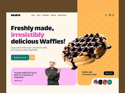 Waffle Landing Page Design branding design classic design food design food shop food shop design landing page landing page design modern typography reastaurant landing page restaurant web design simple layout ui design uiux waffle landing page waffle shop waffle website landing page web design web landing page design website website design