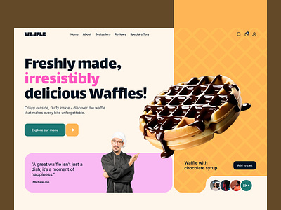 Waffle Landing Page Design branding design classic design food design food shop food shop design landing page landing page design modern typography reastaurant landing page restaurant web design simple layout ui design uiux waffle landing page waffle shop waffle website landing page web design web landing page design website website design