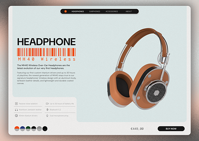 Headphone Landing Page Design 3d model branding design ui webdesign