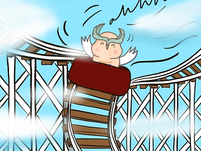 Roller coaster Trixie the owl character digital digital illustration illustration owl