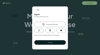 Social LogIn for Alpha dappdesign log in login signin social log in social login