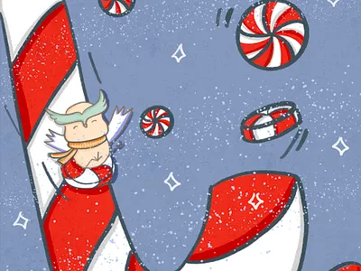 Sliding to christmas character christmas digital digital illustration illustration owl