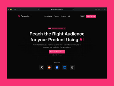 Remention AI - Hero Section Redesign figma framer hero section redesign landing page design product design responsive design uxui design web design