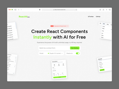 ReactAI - Hero Section Redesign figma framer hero section redesign landing page design product design reactai responsive design uxui design web design