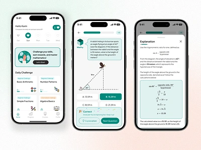 QuickMath - Math Quiz Mobile App animation challenge edu education education app fun quiz math math challenge math quiz mobile app quiz ui design uiux