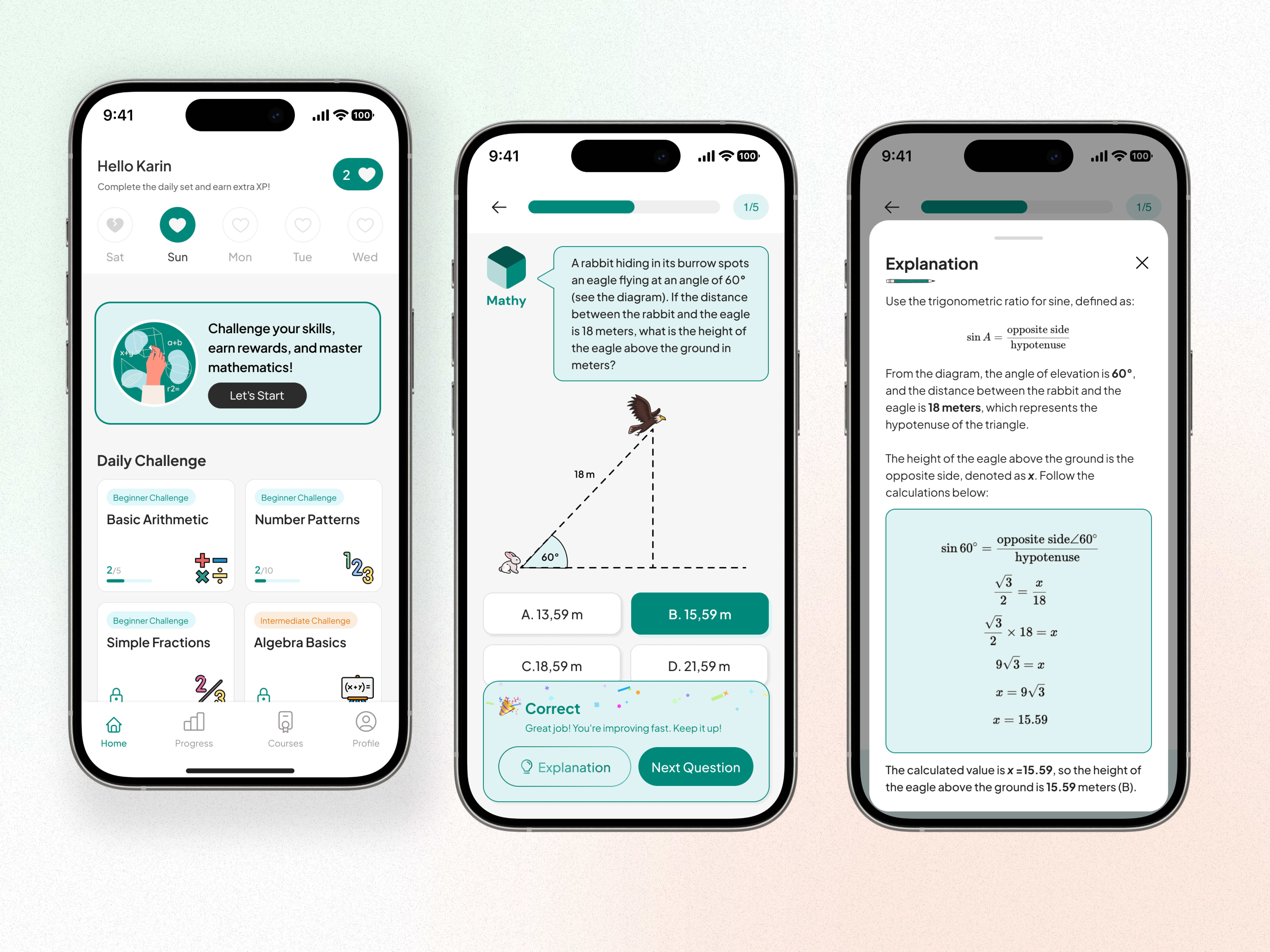 Example of QuickMath - Math Quiz Mobile App