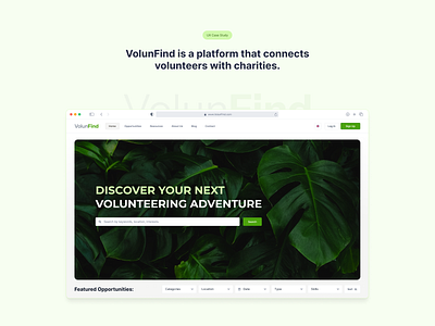 VolunFind is a platform that connects volunteers with charities. figma product design ui uiux ux