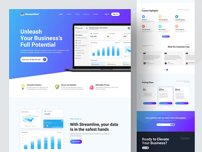 SaaS Landing Page b2b business crm crm landing page home page landing page marketing saas saas landing saas ui design sales startup ui uiux ux website