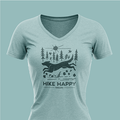 Hike Happy Shirts adventure apparel design dogs hike hiking illustration shirt design shirt illustration