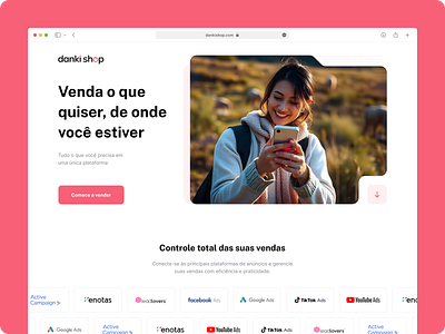 Landing page for payment platform brazil design interface landing page logo payment pink platform ui uidesign