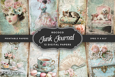 Rococo Junk Journal Pages digital papers junk journal pages junk journal papers rococo scrapbooking vintage vintage junk journal pages vintage junk journal papers