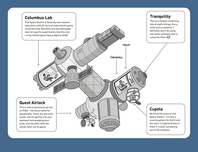 the International Space Station astronaut book children diagram education illustration international science space station vector