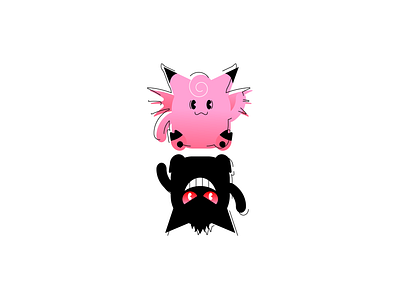 Fairy & Ghost (Clefable & Gengar) black clefable design fairy gengar ghost graphic design illustration pink pokemon vector vector art